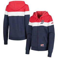 Boston Red Sox Women's Colorblock Full-Zip Hoodie Jacket Heather Navy | New Era