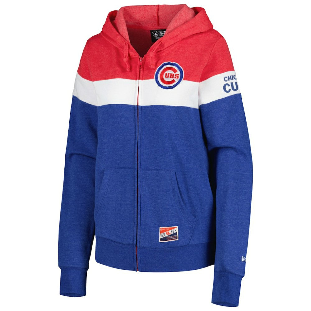Chicago Cubs Women's Colorblock Full-Zip Hoodie Jacket Heather Royal | New Era