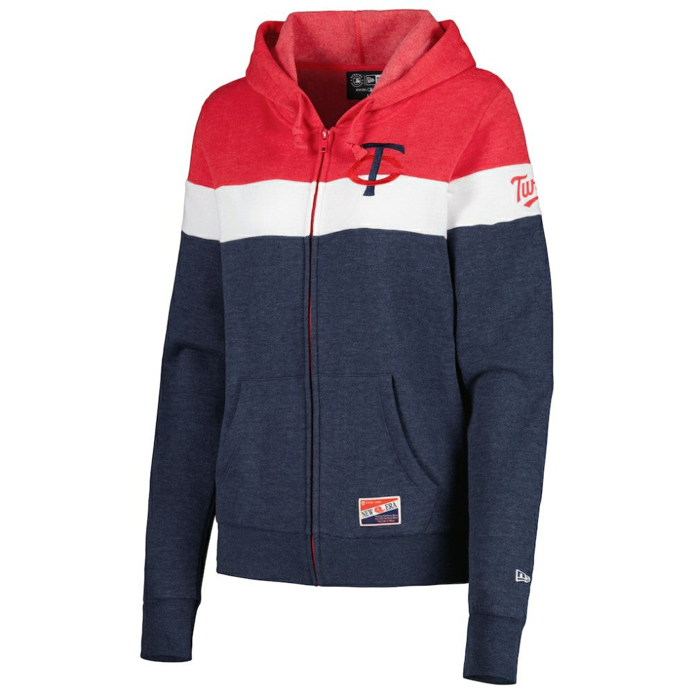 Minnesota Twins Women's Colorblock Full-Zip Hoodie Jacket Heather Navy | New Era