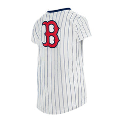 Boston Red Sox Girls Youth Pinstripe V-Neck T-Shirt White | New Era