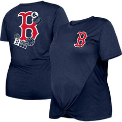Boston Red Sox Women's Plus Size Two-Hit Front Knot T-Shirt Navy | New Era