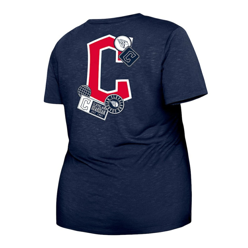 Cleveland Guardians Women's Plus Size Two-Hit Front Knot T-Shirt Navy | New Era