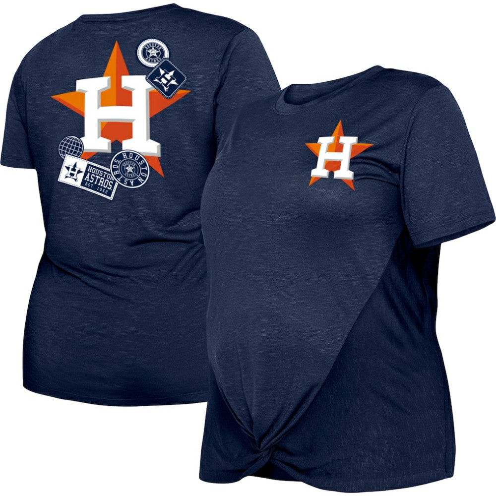 Houston Astros Women's Plus Size Two-Hit Front Knot T-Shirt Navy | New Era