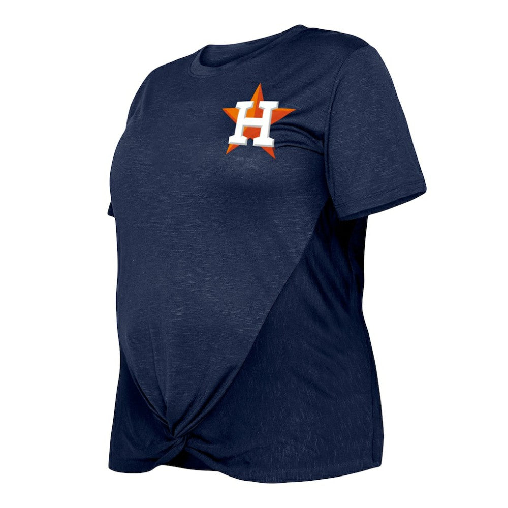 Houston Astros Women's Plus Size Two-Hit Front Knot T-Shirt Navy | New Era