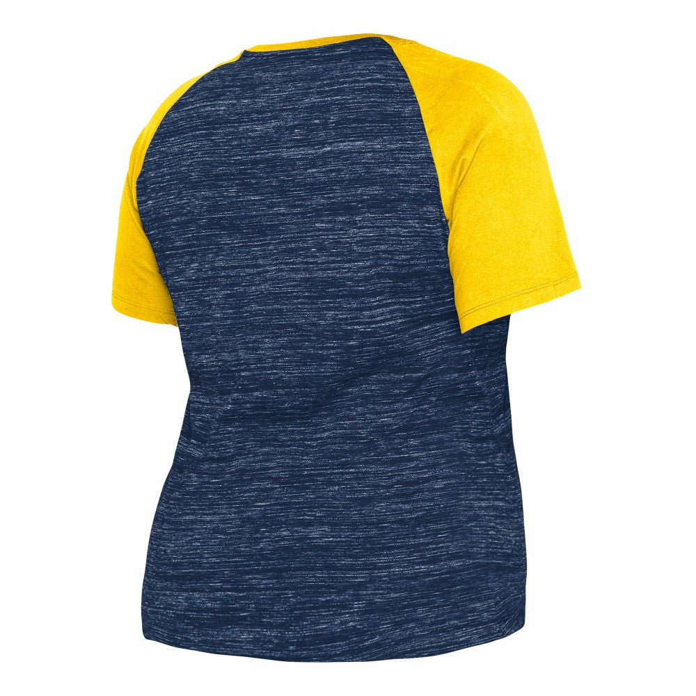 Milwaukee Brewers Women's Plus Size Space Dye Raglan V-Neck T-Shirt Navy | New Era