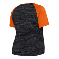San Francisco Giants Women's Plus Size Space Dye Raglan V-Neck T-Shirt Black | New Era