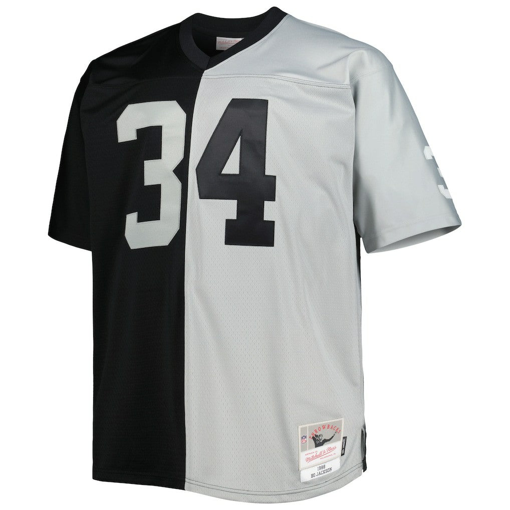 Bo Jackson Las Vegas Raiders Big & Tall Split Legacy Retired Player Replica Jersey - Black/Silver outlet