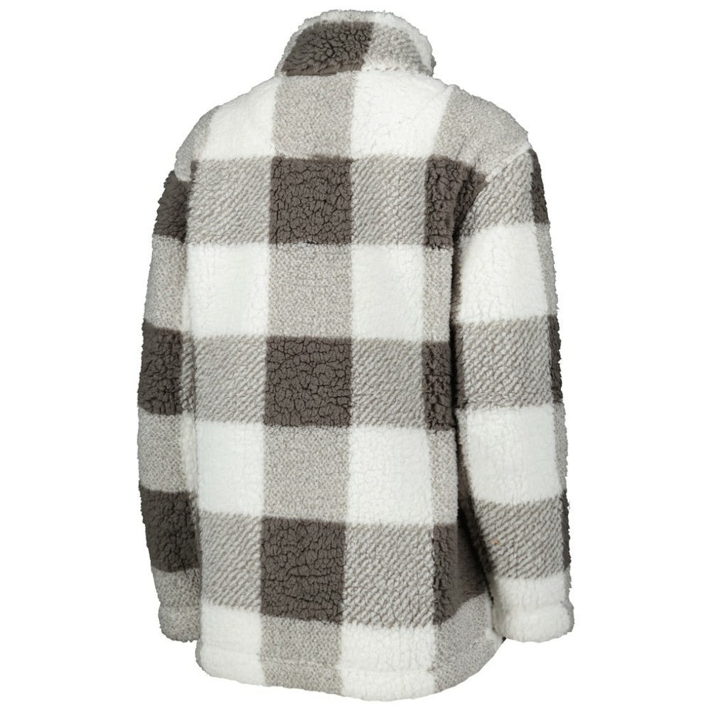 Philadelphia Flyers G-III 4Her by Carl Banks Women's Logo Plaid Sherpa Quarter-Zip Jacket Gray/White