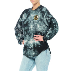 Boston Bruins Fanatics Women's Crystal-Dye Long Sleeve T-Shirt Black
