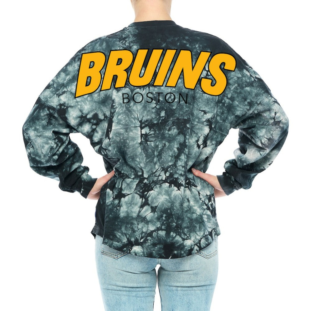 Boston Bruins Fanatics Women's Crystal-Dye Long Sleeve T-Shirt Black