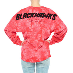 Chicago Blackhawks Fanatics Women's Crystal-Dye Long Sleeve T-Shirt Red
