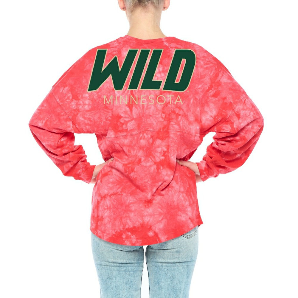 Minnesota Wild Fanatics Women's Crystal-Dye Long Sleeve T-Shirt Red
