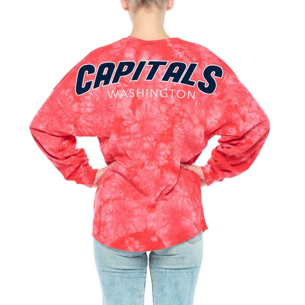 Washington Capitals Fanatics Women's Crystal-Dye Long Sleeve T-Shirt Red