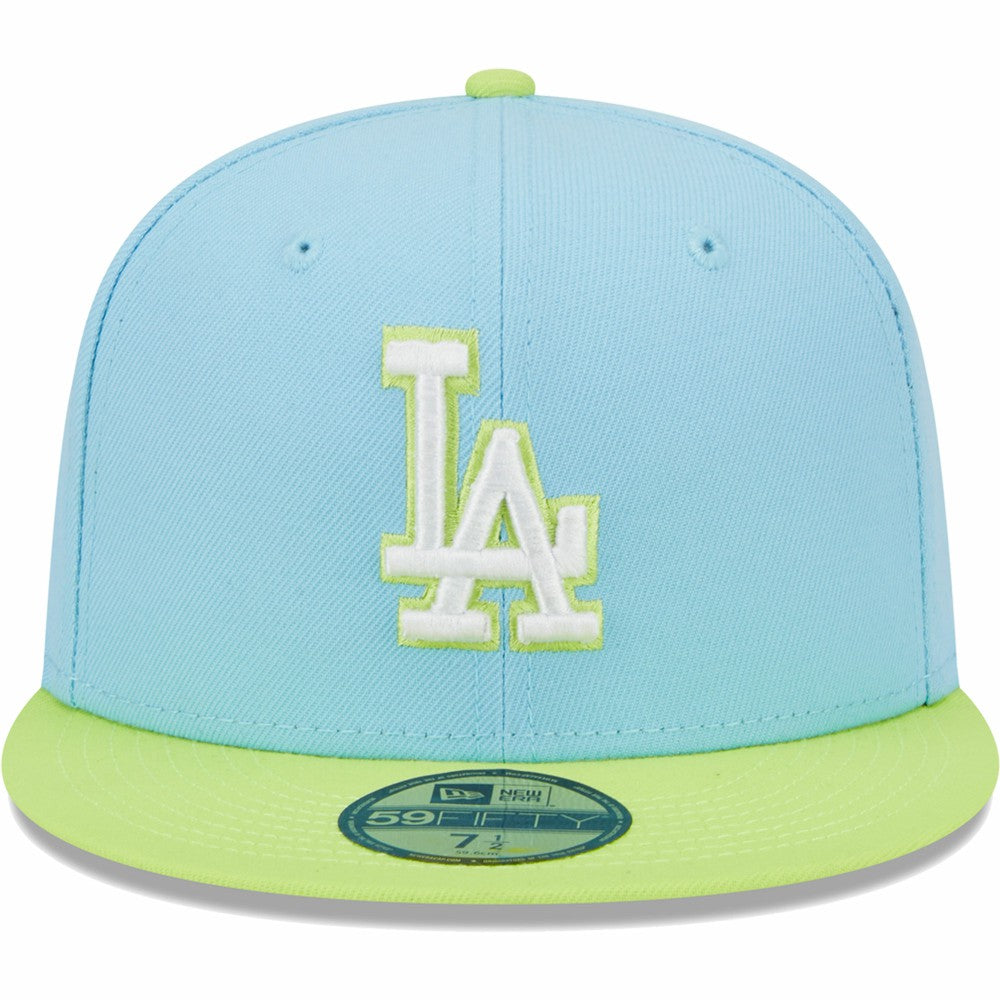 Los Angeles Dodgers Spring Color Two-Tone 59FIFTY Fitted Hat Light Blue/Neon Green | New Era