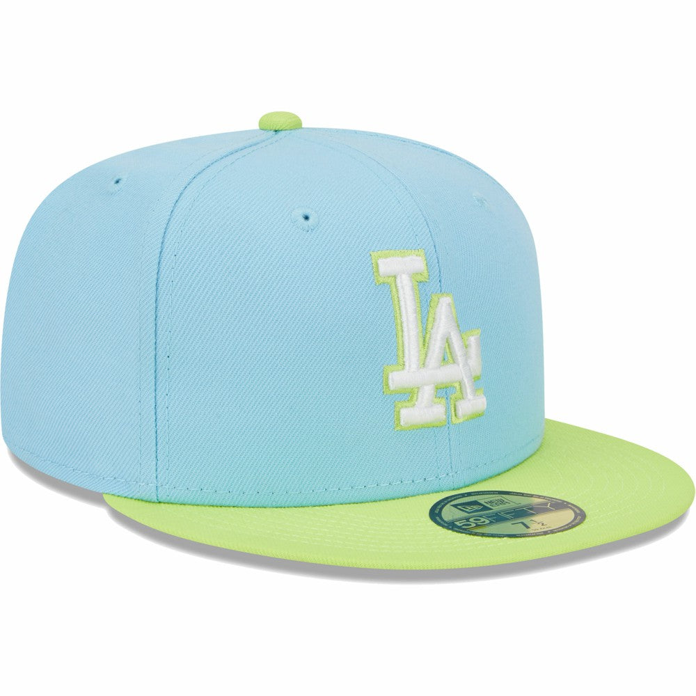Los Angeles Dodgers Spring Color Two-Tone 59FIFTY Fitted Hat Light Blue/Neon Green | New Era