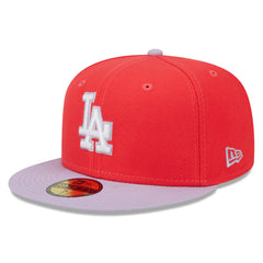 Los Angeles Dodgers Spring Color Two-Tone 59FIFTY Fitted Hat Red/Lavender | New Era