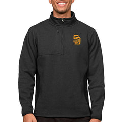 San Diego Padres Antigua Course Quarter-Zip Pullover Top Heathered Black