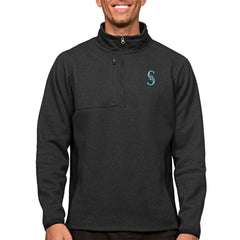 Seattle Mariners Antigua Course Quarter-Zip Pullover Top Heathered Black