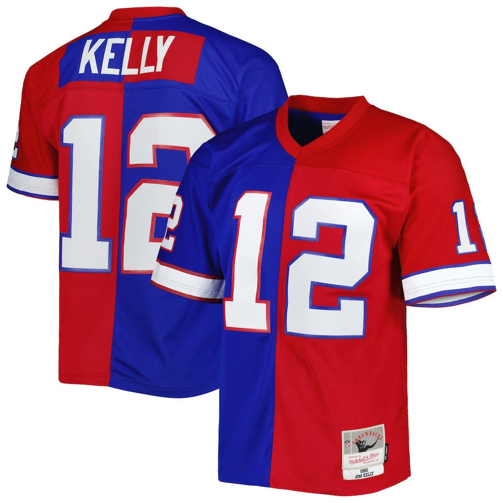 Jim Kelly Buffalo Bills 1990 Split Legacy Replica Jersey - Royal/Red online