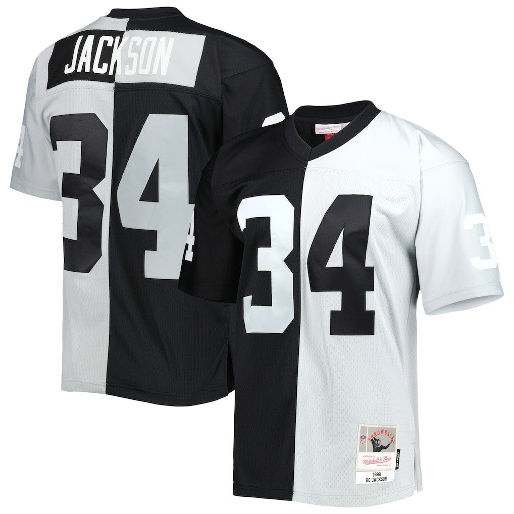 Bo Jackson Las Vegas Raiders 1988 Split Legacy Replica Jersey - Black/Silver for sale