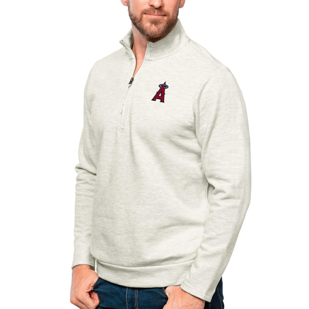 Los Angeles Angels Antigua Gambit Quarter-Zip Pullover Top Oatmeal
