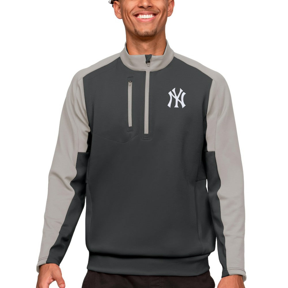 New York Yankees Antigua Team Quarter-Zip Pullover Top Charcoal