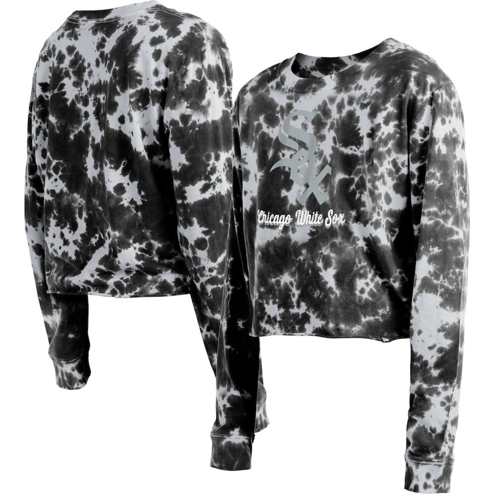 Chicago White Sox Women's Tie-Dye Cropped Long Sleeve T-Shirt Black | New Era
