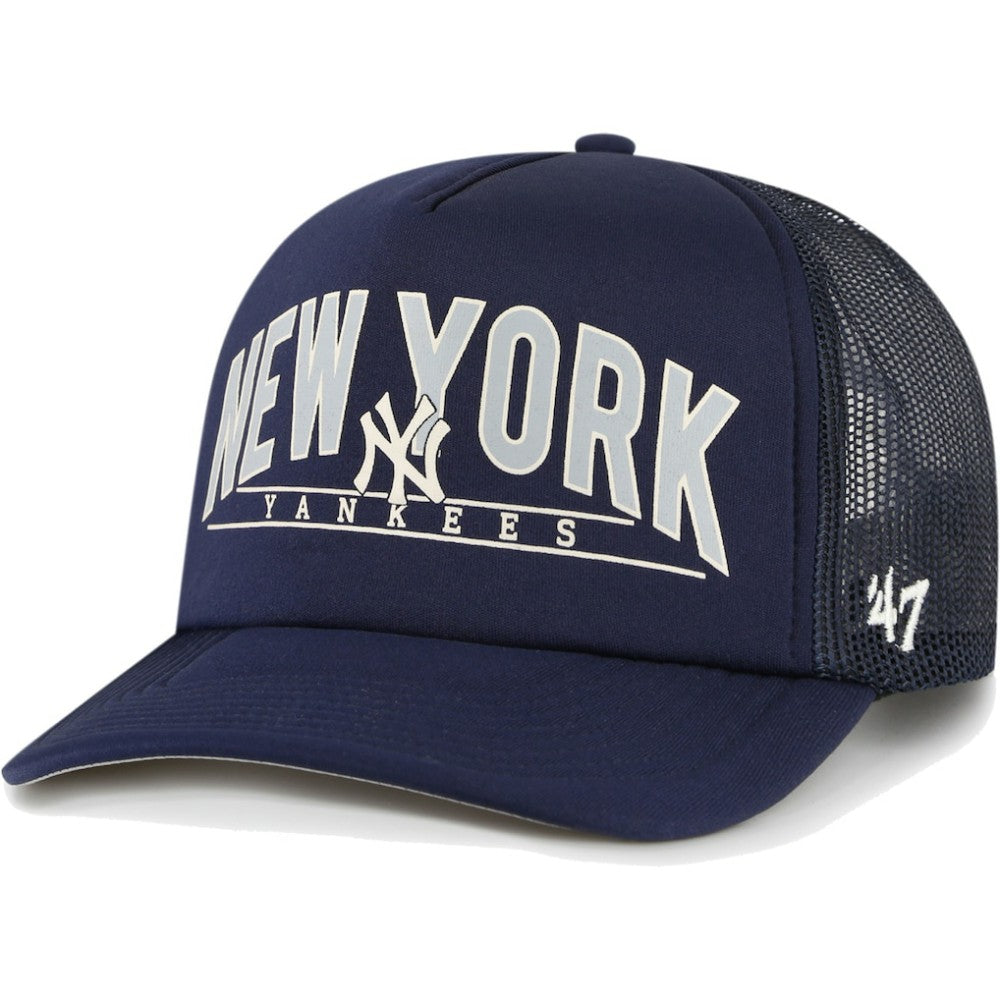 New York Yankees Backhaul Foam Trucker Snapback Hat Navy | 47 brand