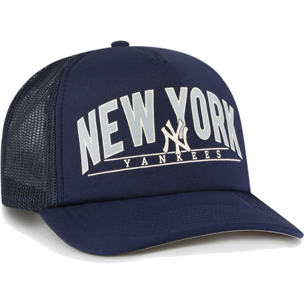 New York Yankees Backhaul Foam Trucker Snapback Hat Navy | 47 brand