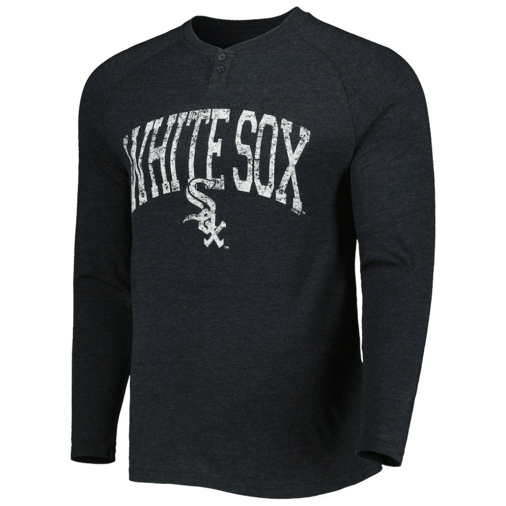 Chicago White Sox Concepts Sport Inertia Raglan Long Sleeve Henley Top Heather Black