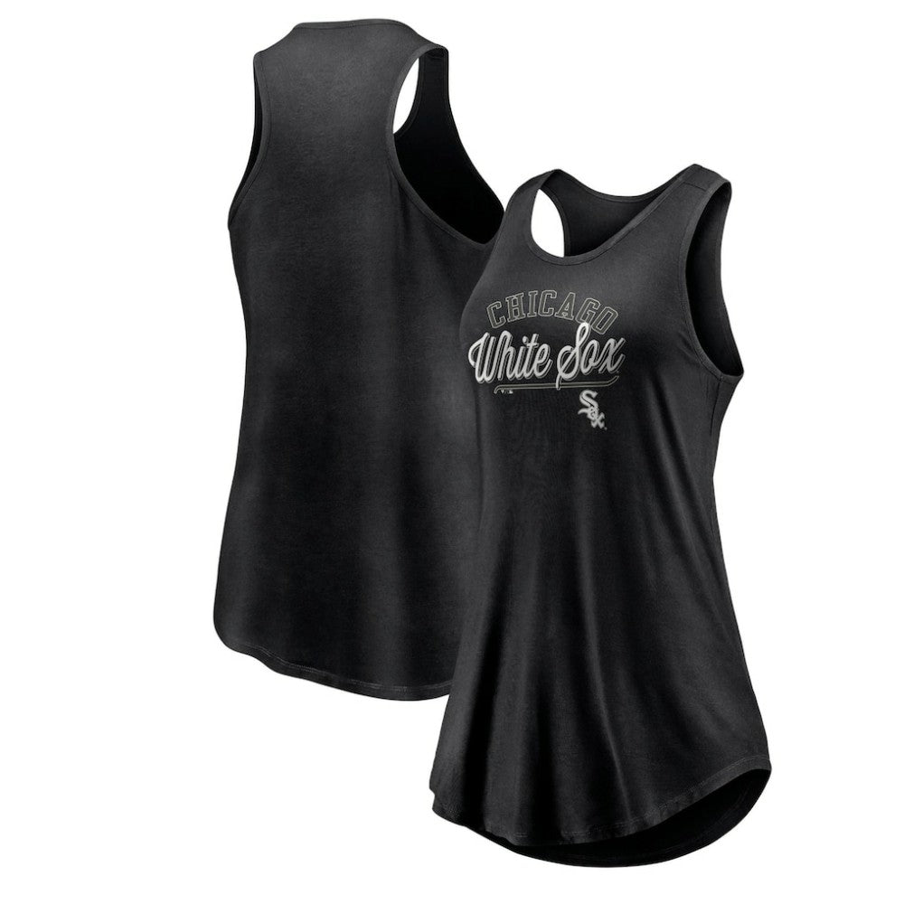 Chicago White Sox Women's Simplicity Swing Racerback Scoop Neck Tank Top Black
