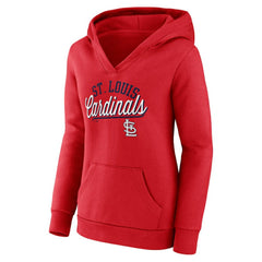 St. Louis Cardinals Women's Simplicity Crossover V-Neck Pullover Hoodie Red