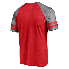 Minnesota Twins Utility Two-Stripe Raglan Tri-Blend T-Shirt Heather Red