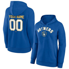 Milwaukee Brewers Women's Personalized Cooperstown Collection Winning Streak Pullover Hoodie Royal