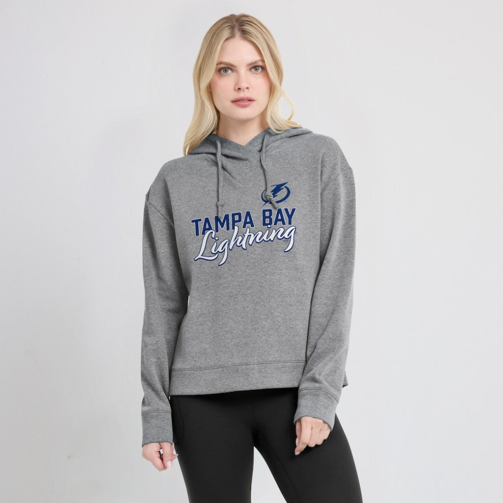 Tampa Bay Lightning Fanatics Women's Script Favorite Pullover Hoodie Heather Gray