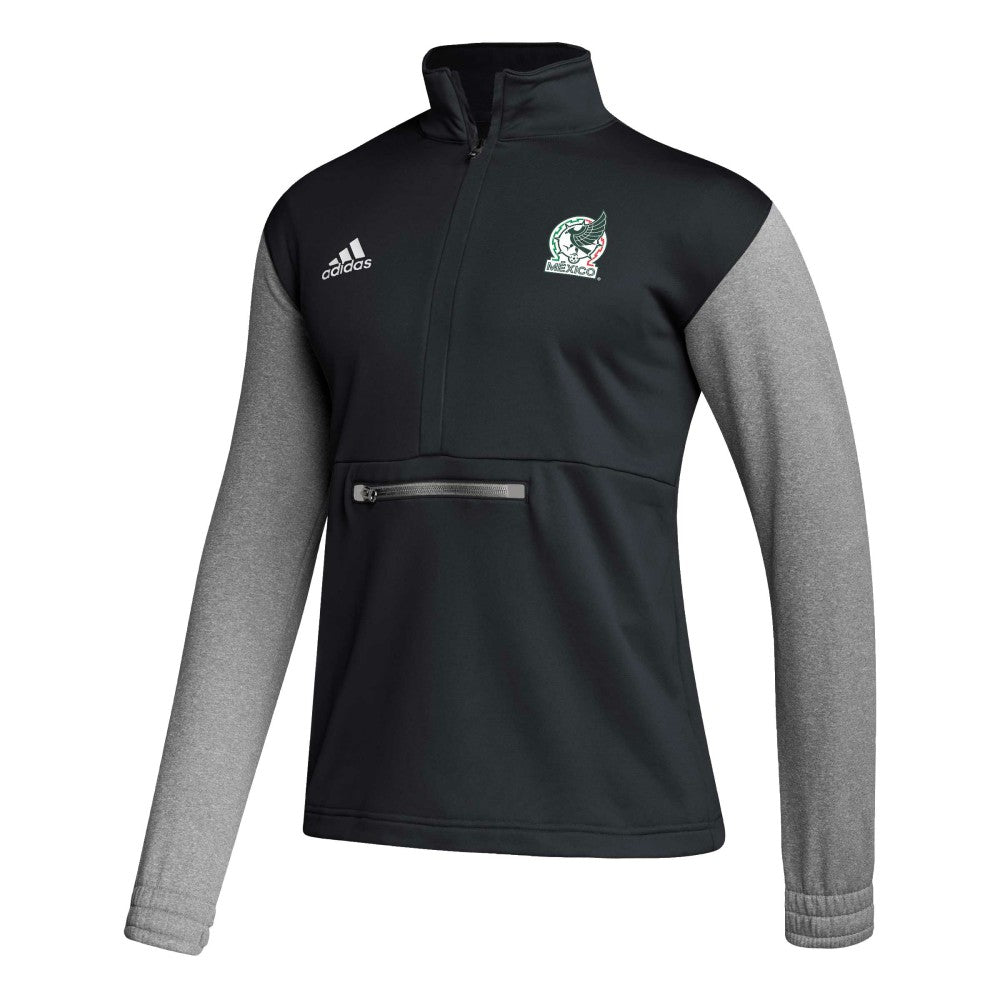 Mexico National Team Crest Long Sleeve Half-Zip Top Black - Adidas