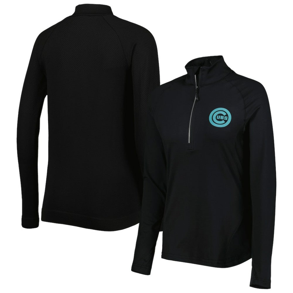Chicago Cubs Levelwear Women's Energy Quarter-Zip Jacket Black