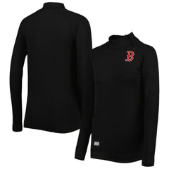 Boston Red Sox Levelwear Women's Verse Asymmetrical Raglan Tri-Blend Quarter-Zip Jacket Black