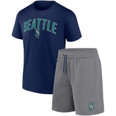 Seattle Mariners Arch T-Shirt & Shorts Combo Set Navy/Heather Gray