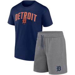 Detroit Tigers Arch T-Shirt & Shorts Combo Set Navy/Heather Gray