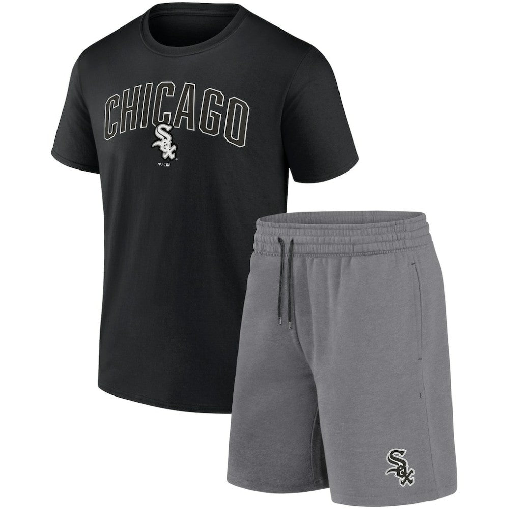 Chicago White Sox Arch T-Shirt & Shorts Combo Set Black/Heather Gray