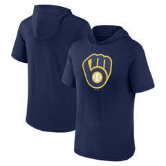 Milwaukee Brewers Short Sleeve Hoodie T-Shirt Navy