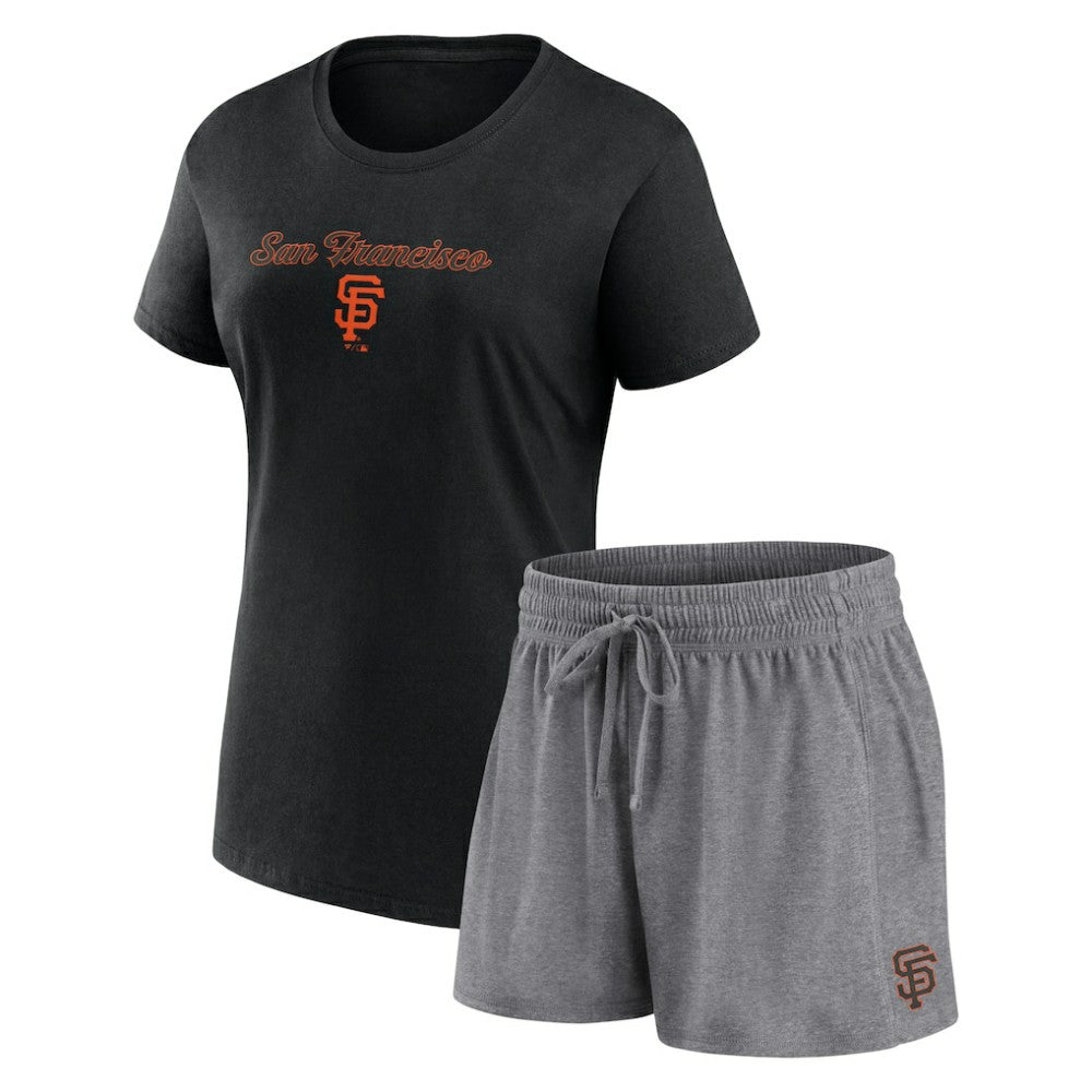 San Francisco Giants Women's Script T-Shirt & Shorts Combo Set Black/Gray