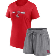 St. Louis Cardinals Women's Script T-Shirt & Shorts Combo Set Red/Gray