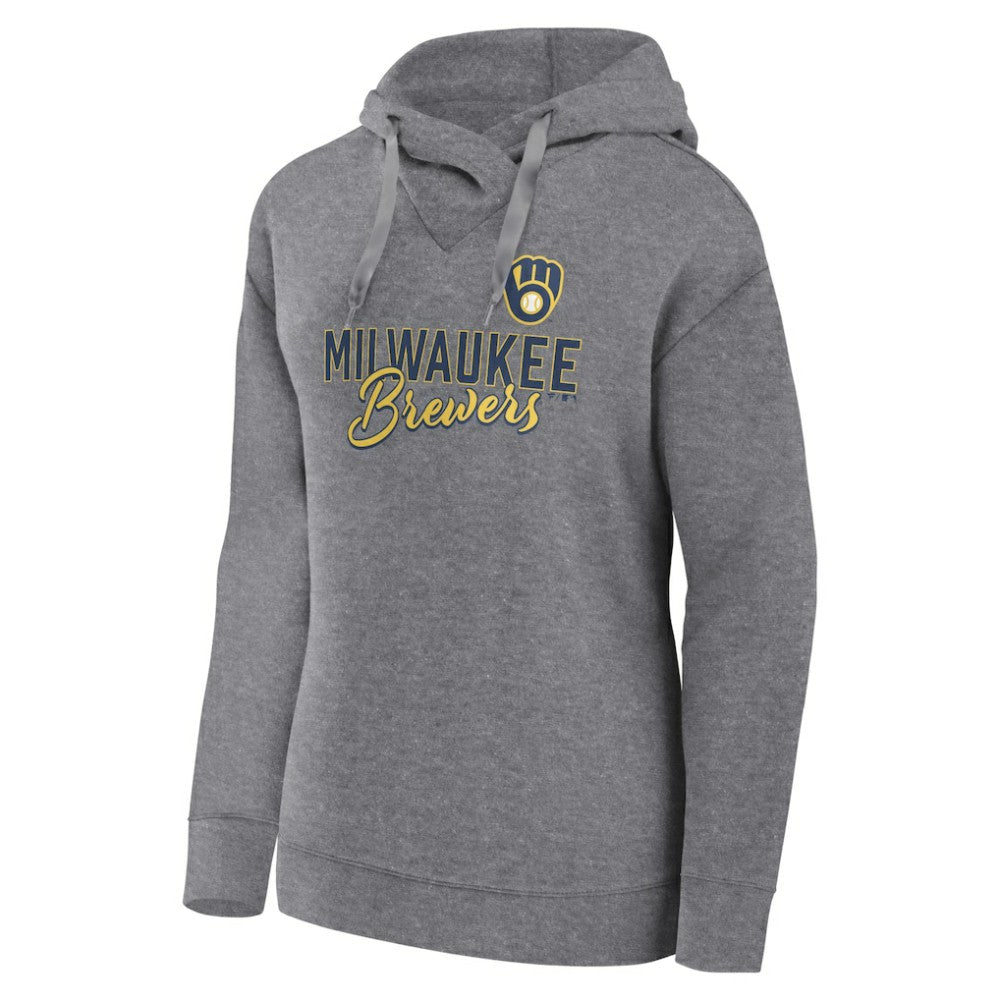 Milwaukee Brewers Women's Script Favorite Lightweight Pullover Hoodie Heather Gray