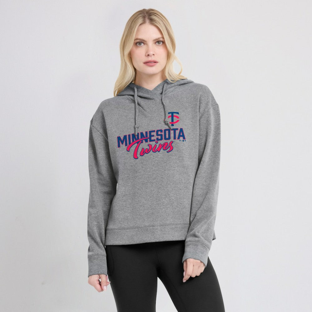 Minnesota Twins Women's Script Favorite Lightweight Pullover Hoodie Heather Gray