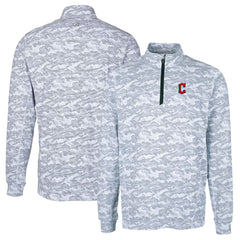 Cleveland Guardians Cutter & Buck Big & Tall Traverse Camo Print Stretch Quarter-Zip Pullover Top Charcoal