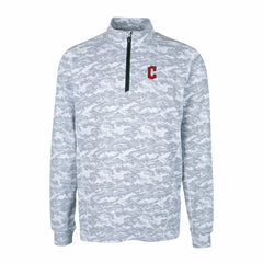 Cleveland Guardians Cutter & Buck Big & Tall Traverse Camo Print Stretch Quarter-Zip Pullover Top Charcoal