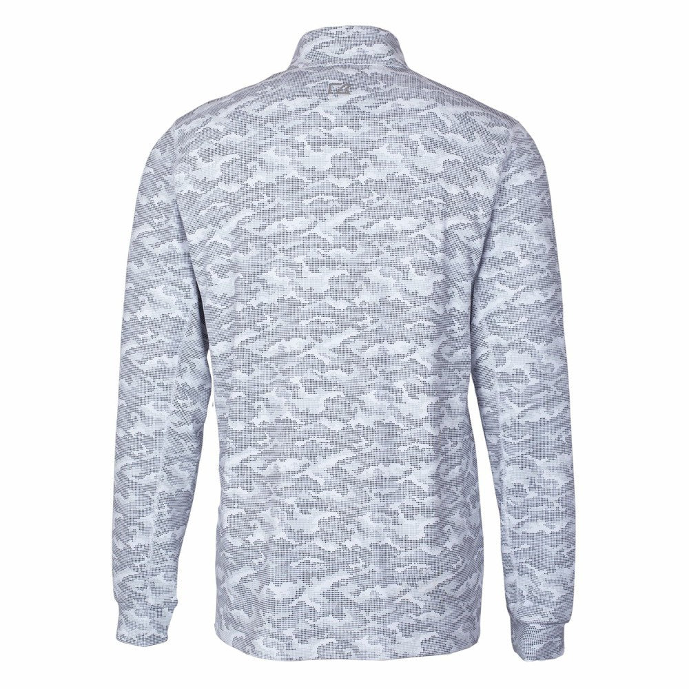 Cleveland Guardians Cutter & Buck Big & Tall Traverse Camo Print Stretch Quarter-Zip Pullover Top Charcoal