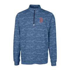 Boston Red Sox Cutter & Buck Big & Tall Traverse Camo Print Stretch Quarter-Zip Pullover Top Navy